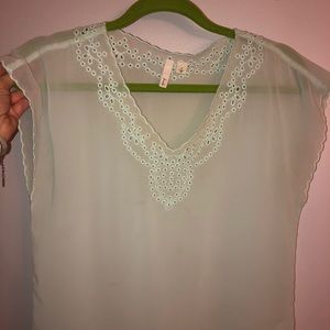 Frenchi sheer aqua top